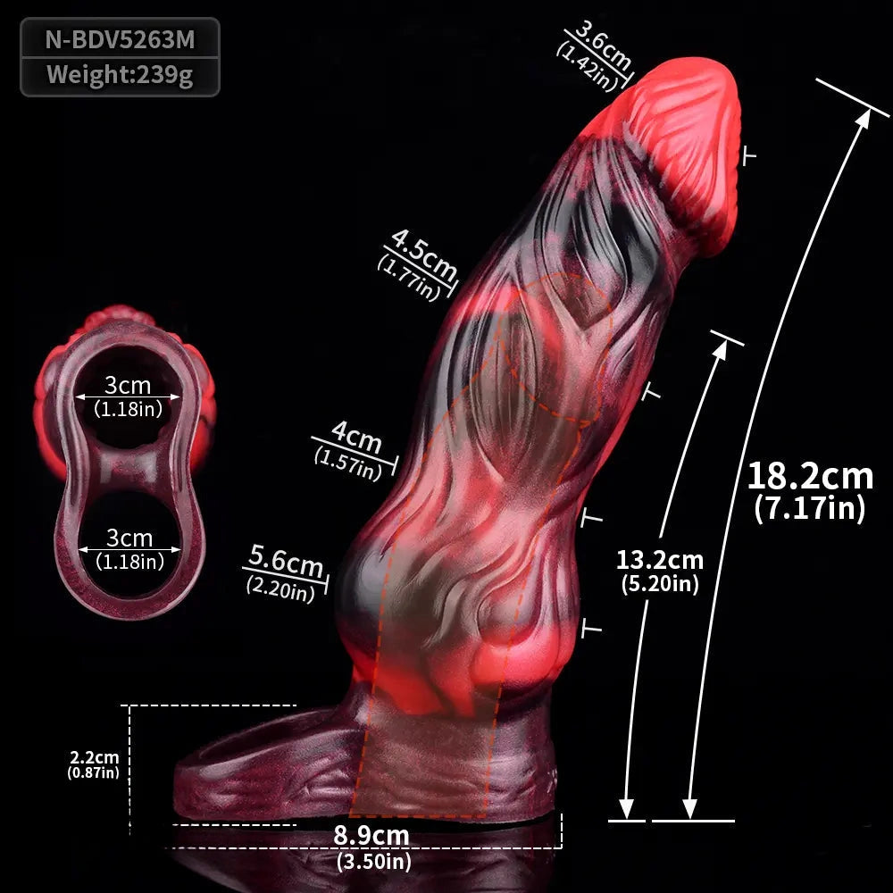 5.91in 7.17in Silicone Cock Sleeve Soft Vibrating Hollow Fantasy Odd Dildo