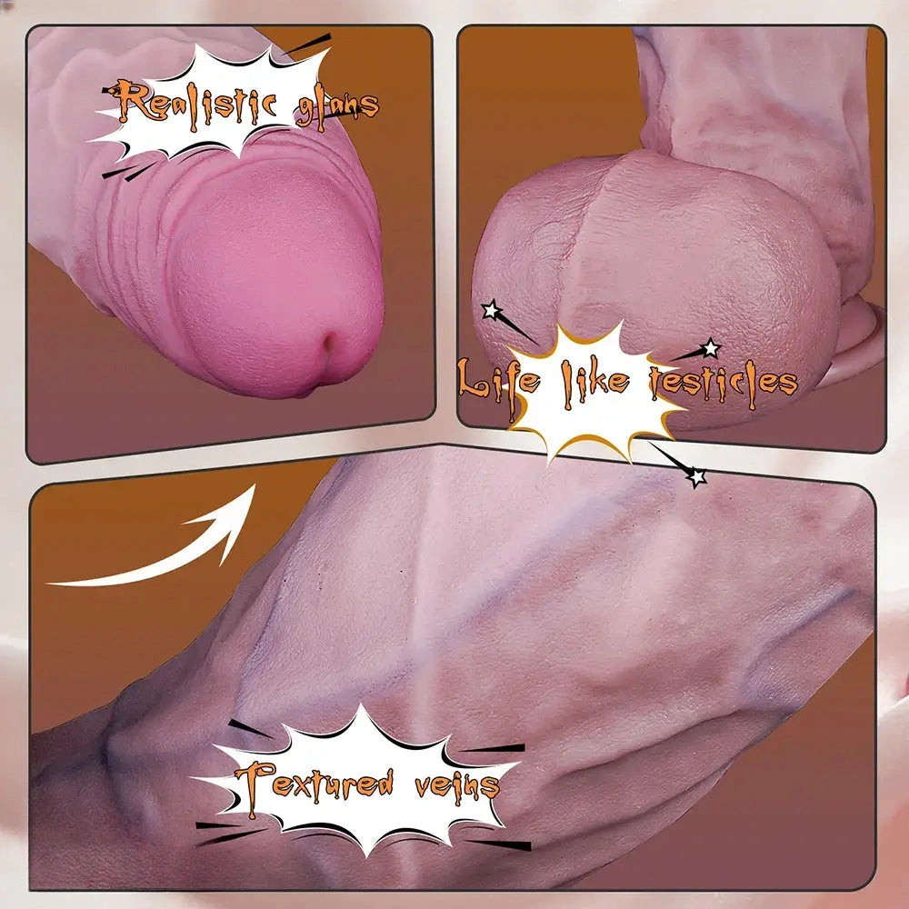 5.91in 7.48in 8.86in 10.43in Realistic Silicone Uncut Thick Dildo Sex Product