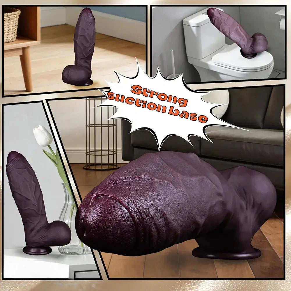 5.91in 7.48in 8.86in 10.43in Realistic Silicone Uncut Thick Dildo Sex Product