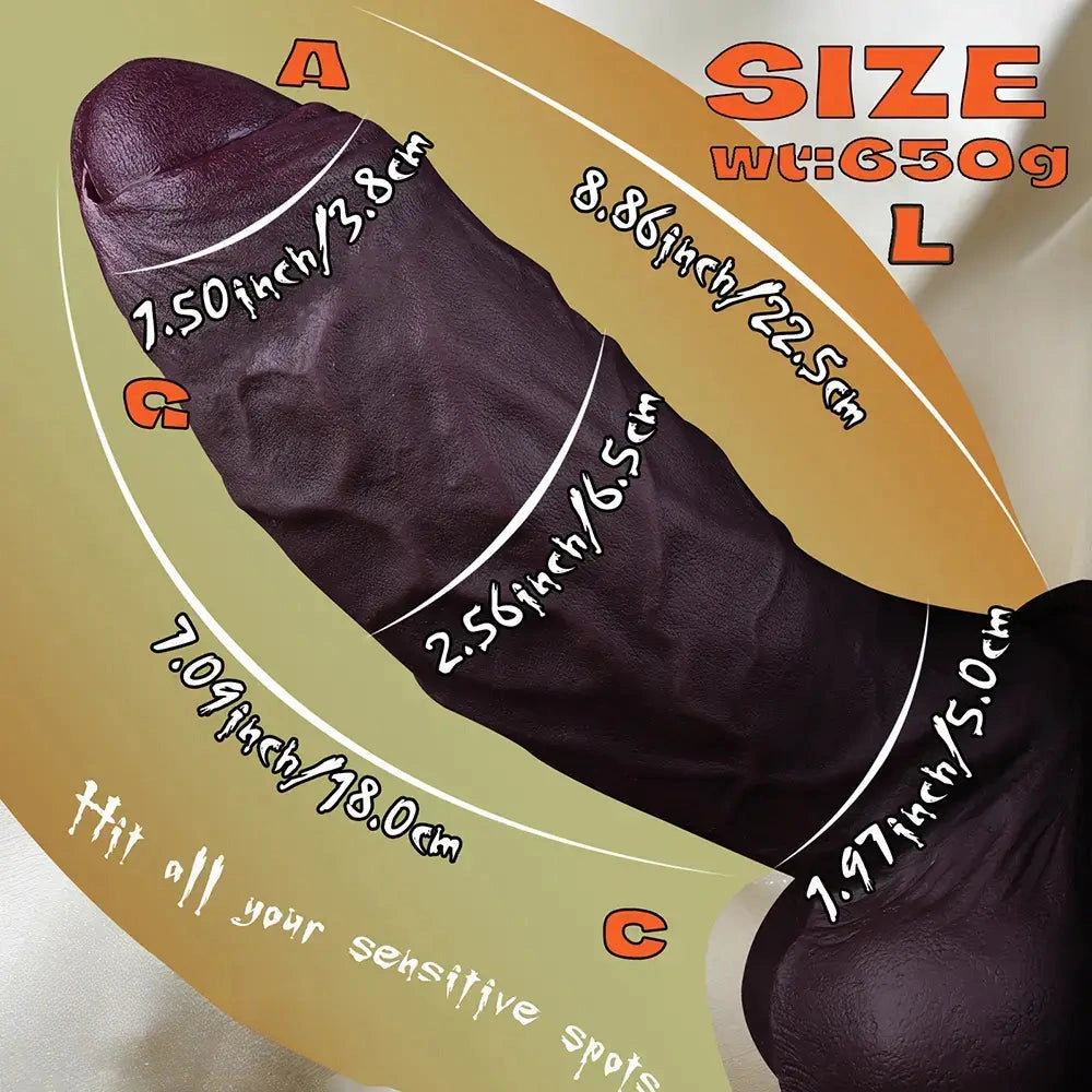 5.91in 7.48in 8.86in 10.43in Realistic Silicone Uncut Thick Dildo Sex Product