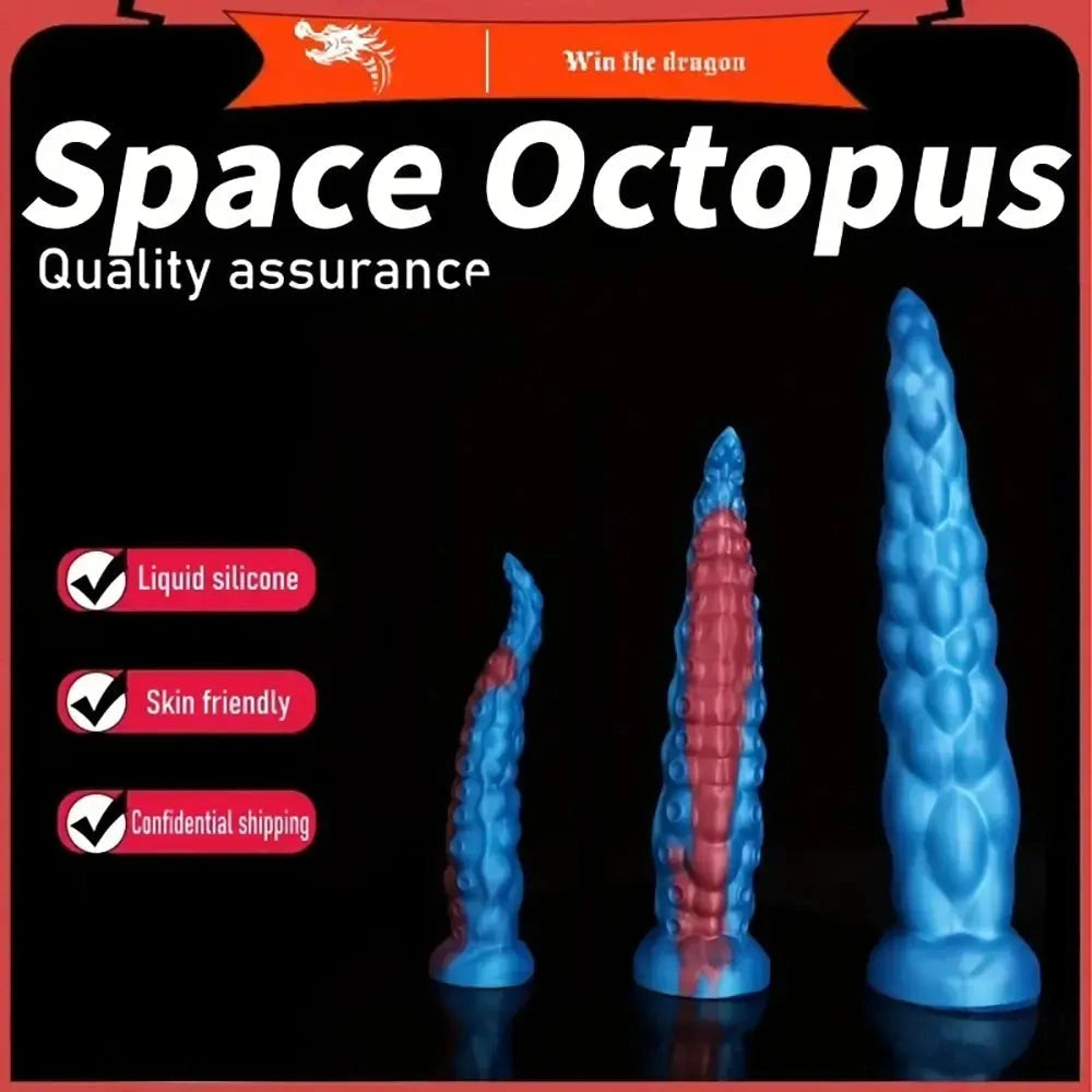 5.91in 7.87in 9.84in Octopus Silicone Soft Monster Dildo With Luminous Pink