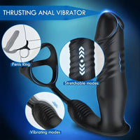 5.91in Black Auto Vibrating Thrusting APP Controlled Dildo With Cock Ring