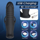 5.91in Black Auto Vibrating Thrusting APP Controlled Dildo With Cock Ring