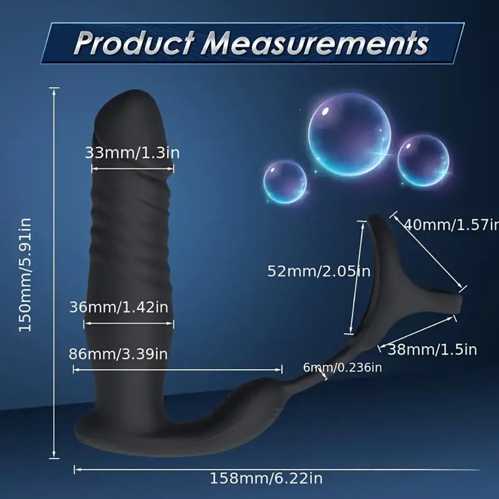 5.91in Black Auto Vibrating Thrusting APP Controlled Dildo With Cock Ring