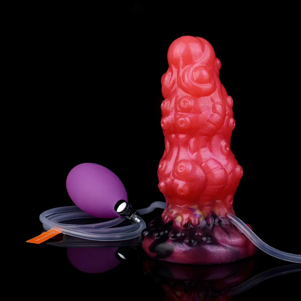 5.91in Fantasy Octopus Tentacle Silicone Soft Inflatable Spraying Water Dildo