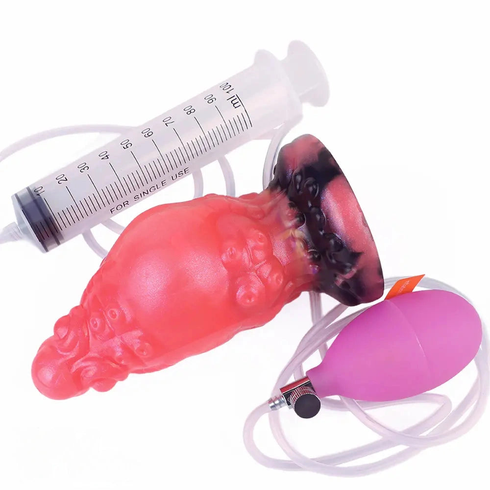 5.91in Fantasy Octopus Tentacle Silicone Soft Inflatable Spraying Water Dildo