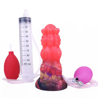 5.91in Fantasy Weird Silicone Soft Inflatable Spraying Water Dildo For Clit