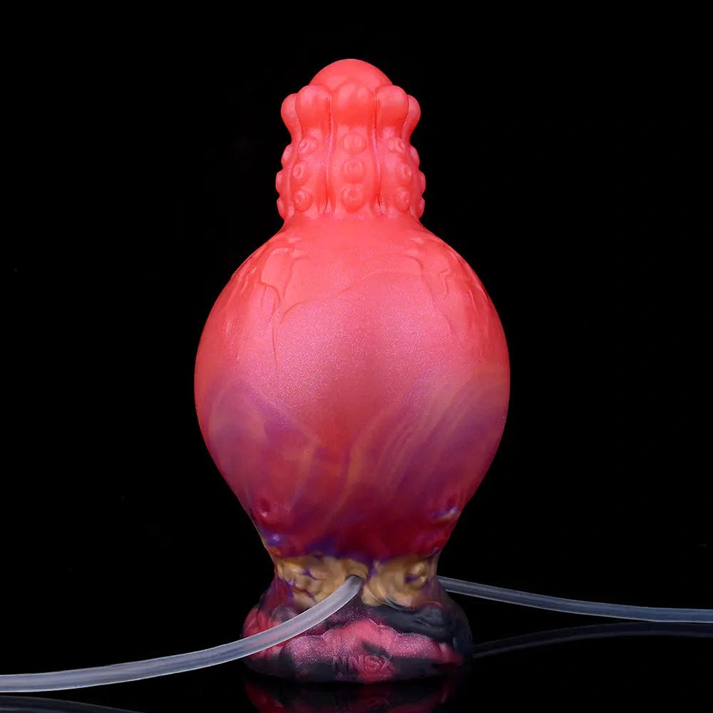 5.91in Fantasy Weird Silicone Soft Inflatable Spraying Water Dildo For Clit