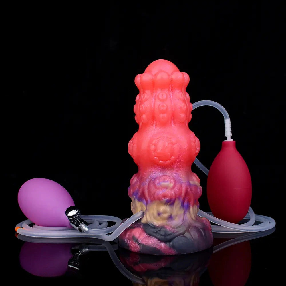 5.91in Fantasy Weird Silicone Soft Inflatable Spraying Water Dildo For Clit