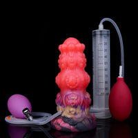 5.91in Fantasy Weird Silicone Soft Inflatable Spraying Water Dildo For Clit