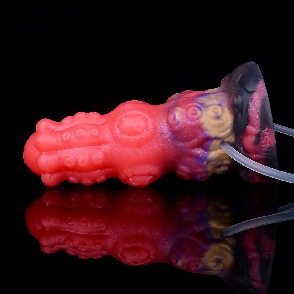5.91in Fantasy Weird Silicone Soft Inflatable Spraying Water Dildo For Clit