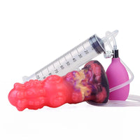 5.91in Fantasy Weird Silicone Soft Inflatable Spraying Water Dildo For Clit