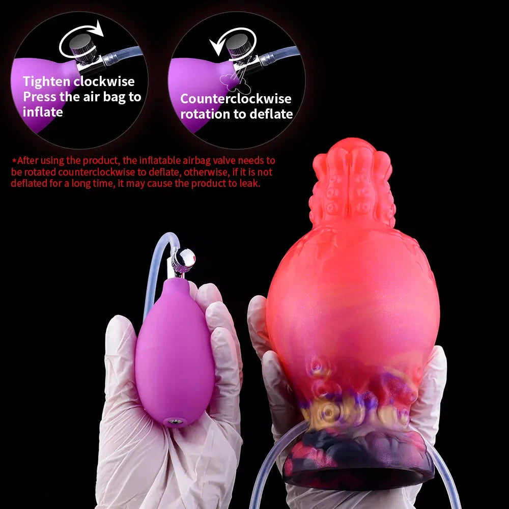 5.91in Fantasy Weird Silicone Soft Inflatable Spraying Water Dildo For Clit