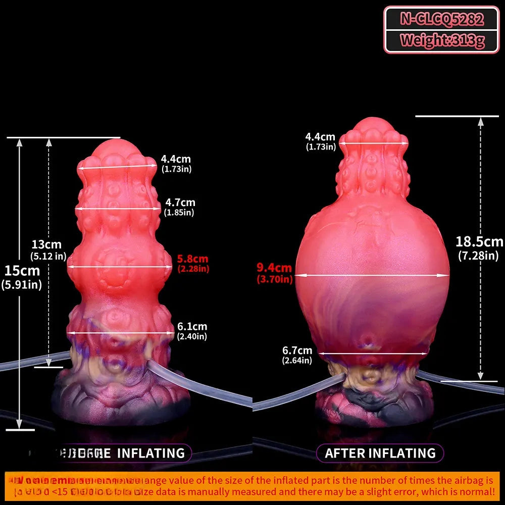 5.91in Fantasy Weird Silicone Soft Inflatable Spraying Water Dildo For Clit