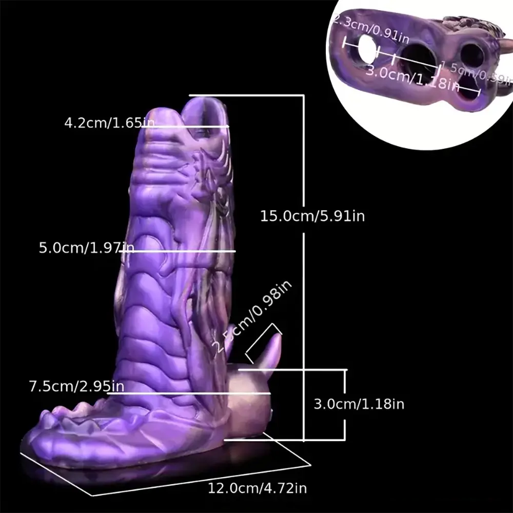 5.91in Liquid Silicone Dragon Fantasy Hollow Dildo Sleeve For Enlargement