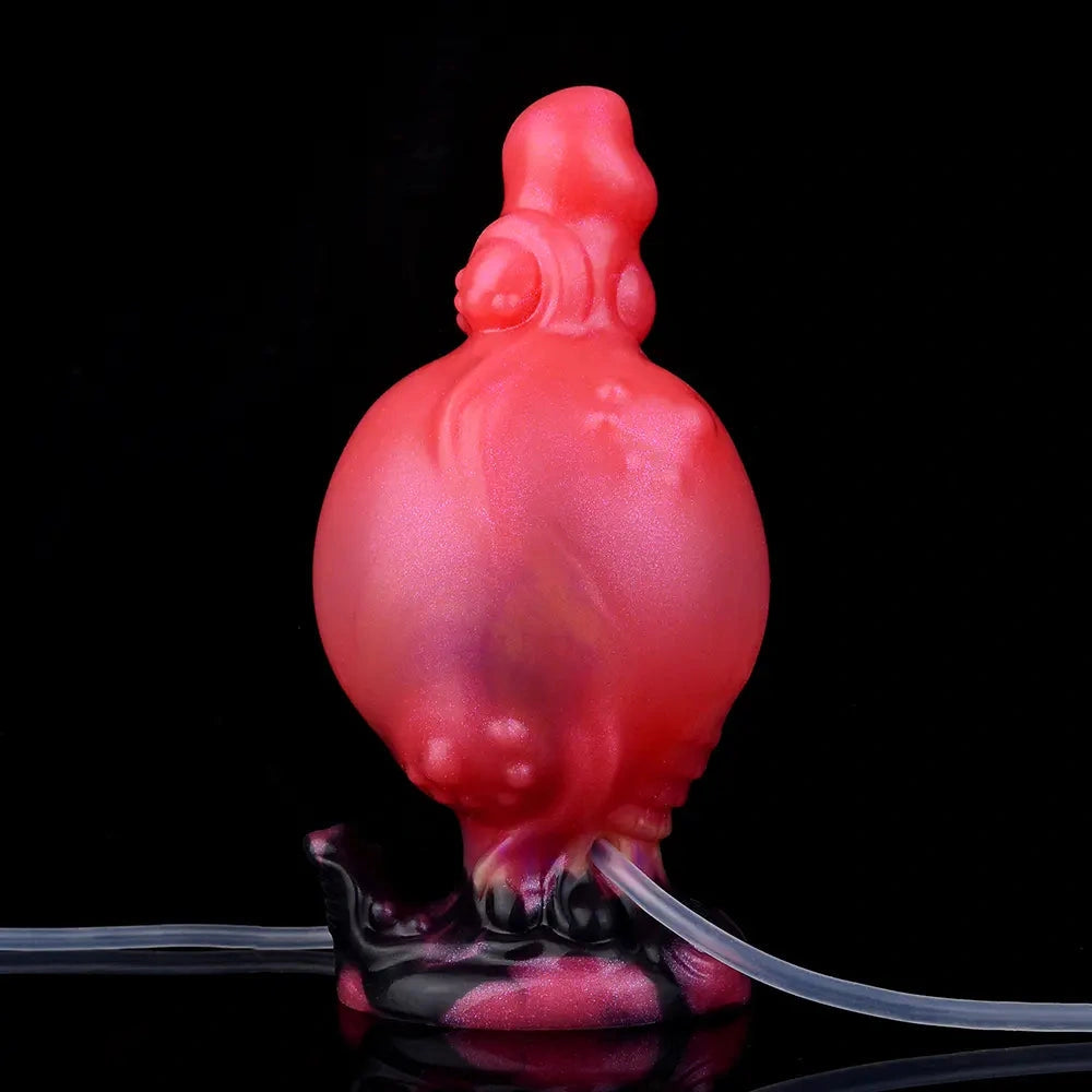 5.91in Odd Knot Spiked Silicone Soft Inflatable Spraying Squirting Dildo