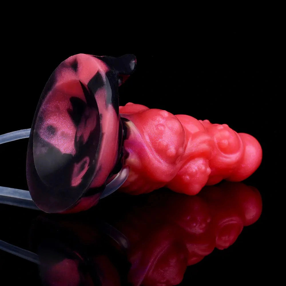 5.91in Odd Knot Spiked Silicone Soft Inflatable Spraying Squirting Dildo