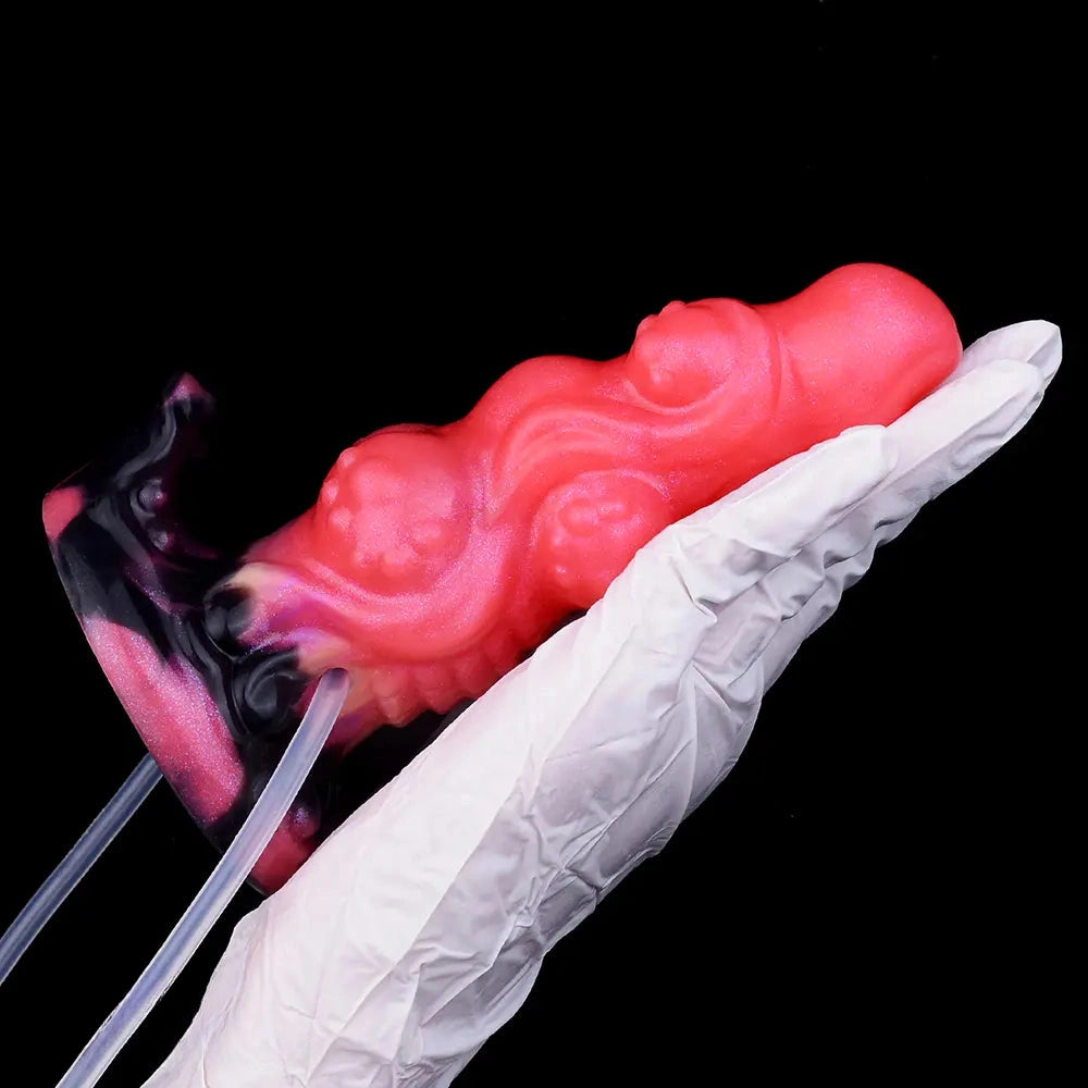 5.91in Odd Knot Spiked Silicone Soft Inflatable Spraying Squirting Dildo