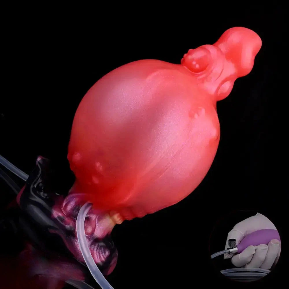 5.91in Odd Knot Spiked Silicone Soft Inflatable Spraying Squirting Dildo