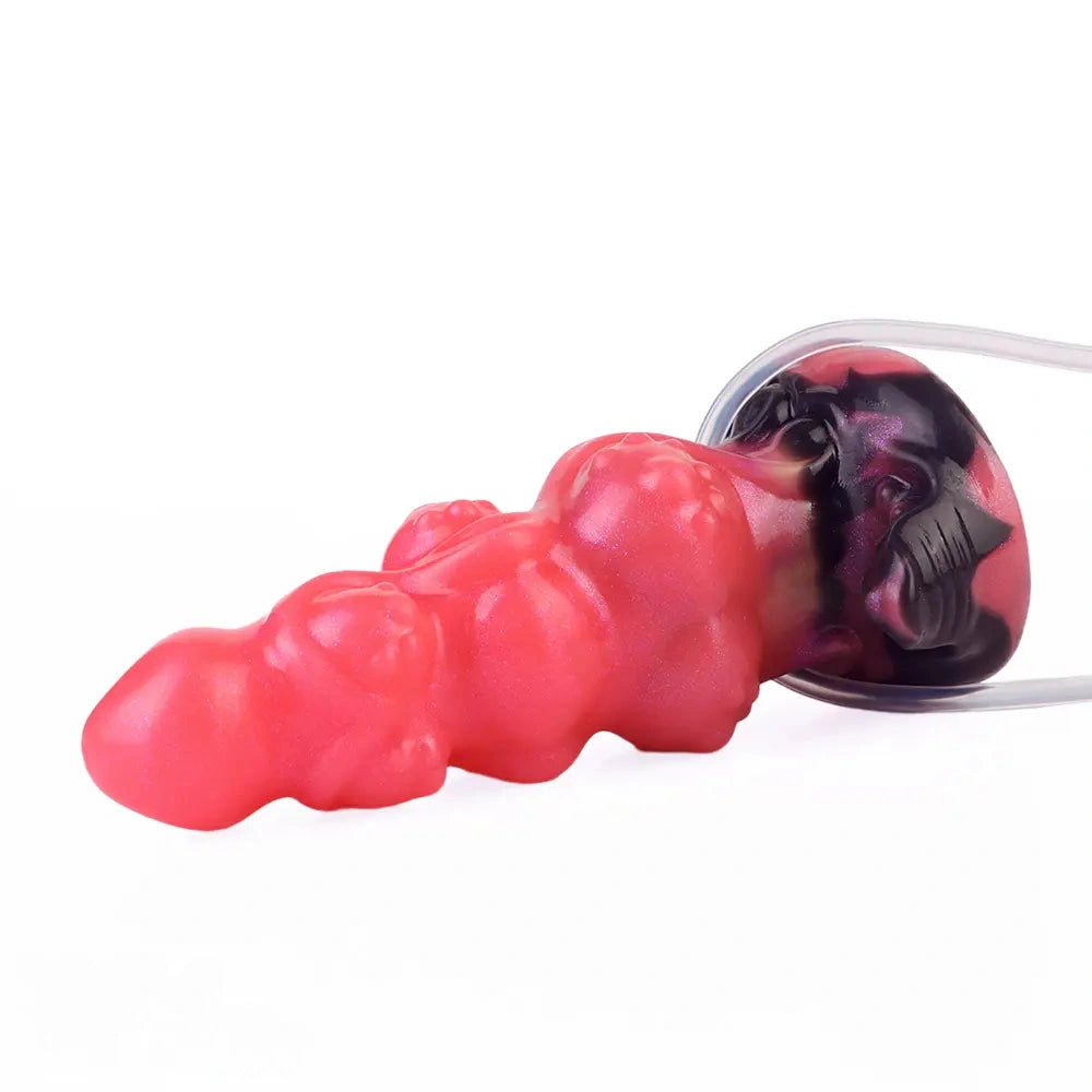5.91in Odd Knot Spiked Silicone Soft Inflatable Spraying Squirting Dildo
