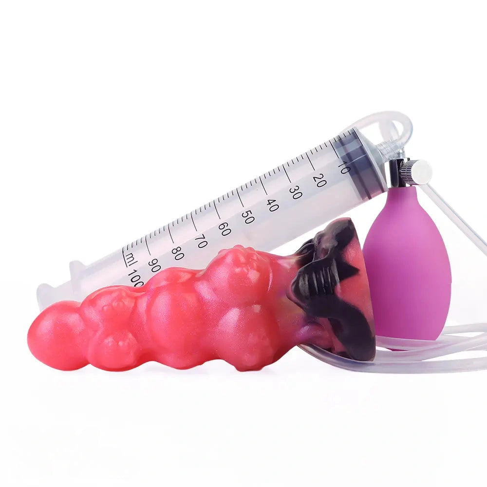 5.91in Odd Knot Spiked Silicone Soft Inflatable Spraying Squirting Dildo