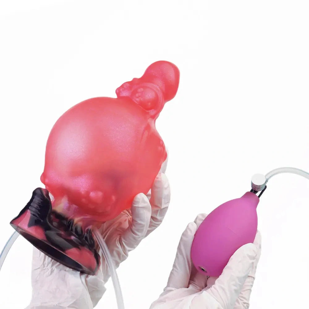 5.91in Odd Knot Spiked Silicone Soft Inflatable Spraying Squirting Dildo