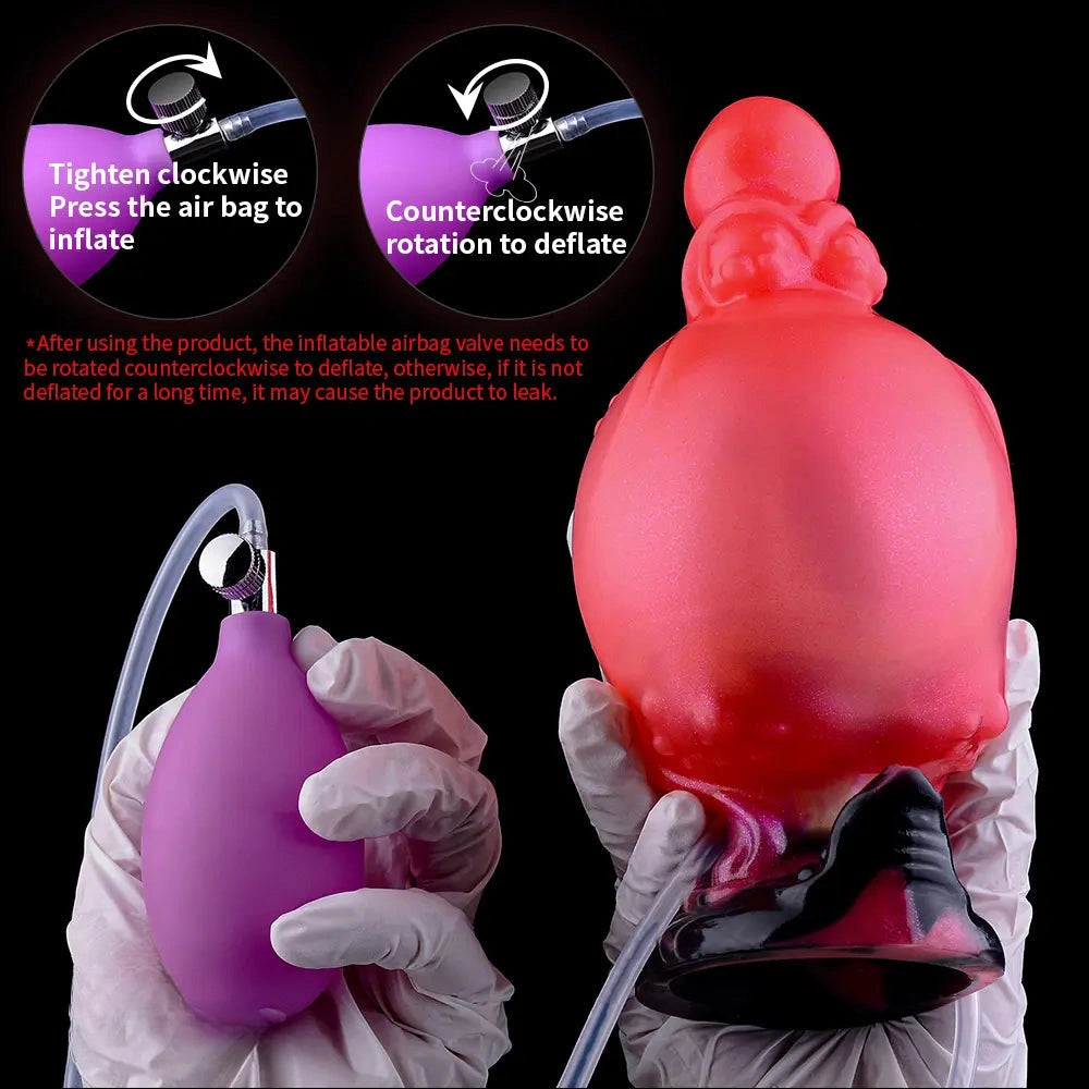 5.91in Odd Knot Spiked Silicone Soft Inflatable Spraying Squirting Dildo