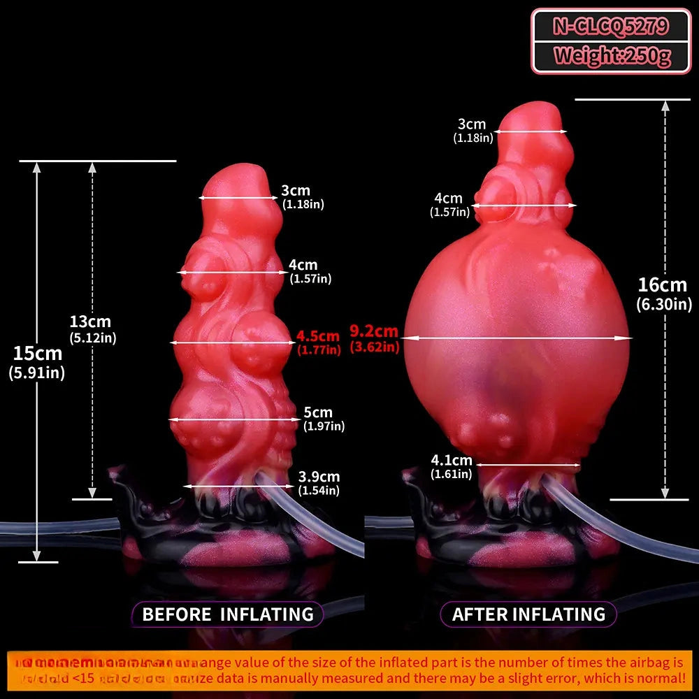 5.91in Odd Knot Spiked Silicone Soft Inflatable Spraying Squirting Dildo