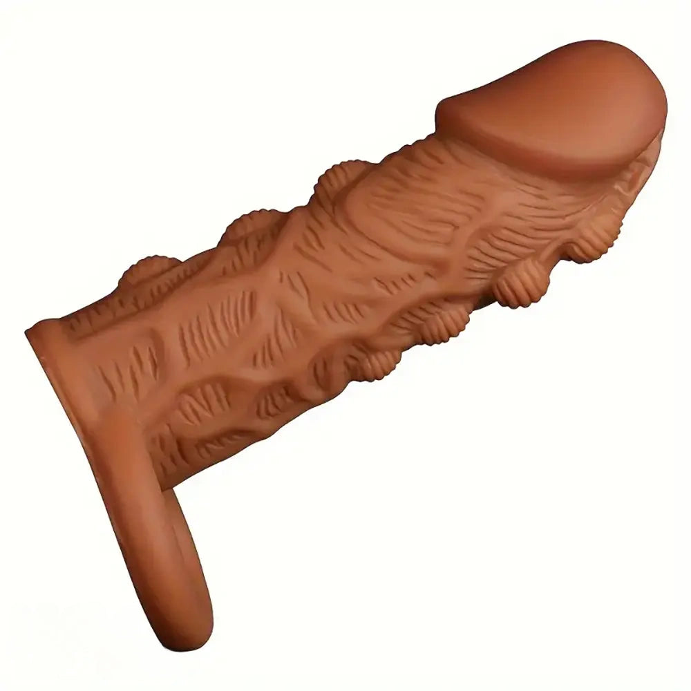 5.91in Silicone Dildo Spiked Penis Sleeve With Double Lock Sperm