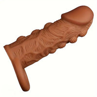 5.91in Silicone Dildo Spiked Penis Sleeve With Double Lock Sperm