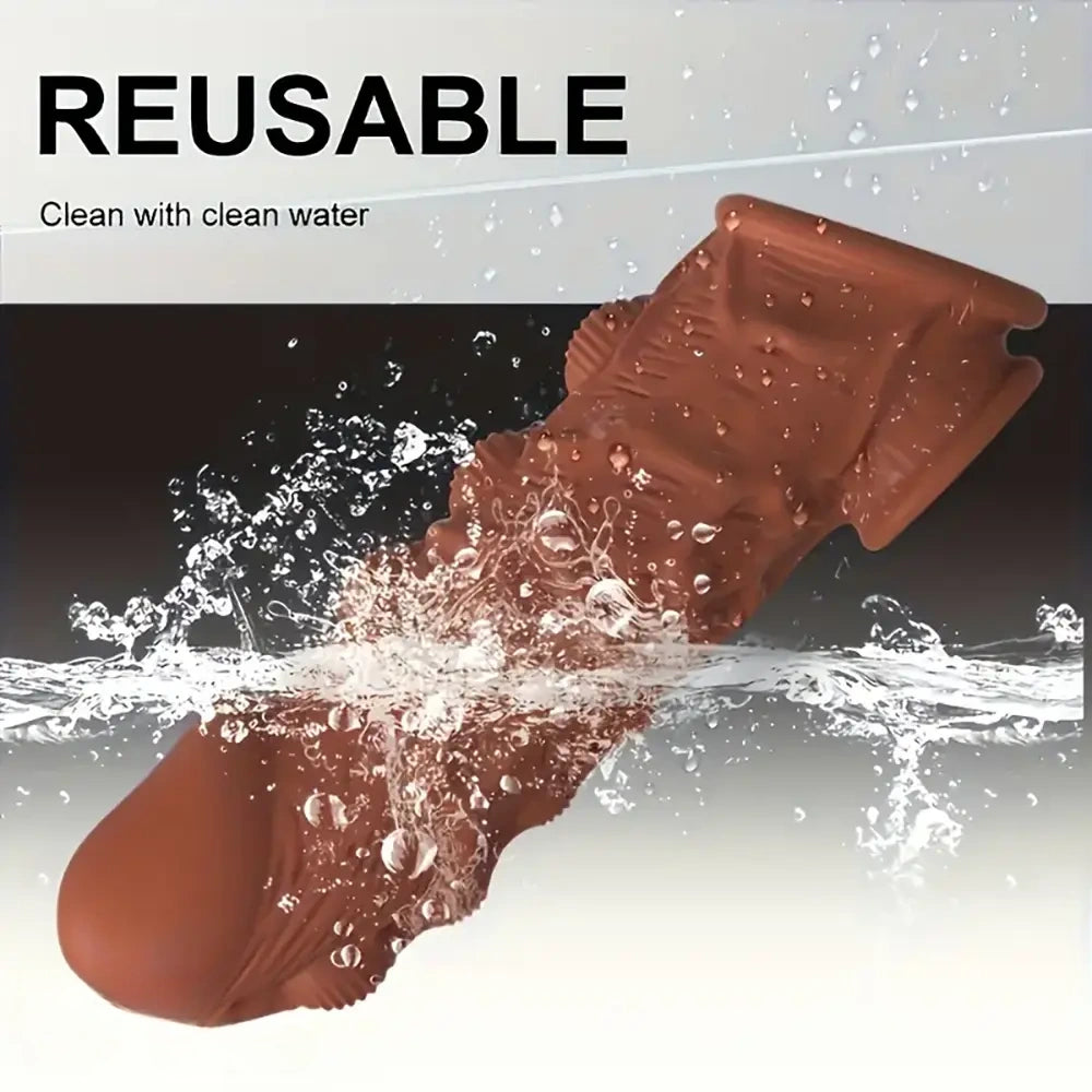 5.91in Silicone Dildo Spiked Penis Sleeve With Double Lock Sperm