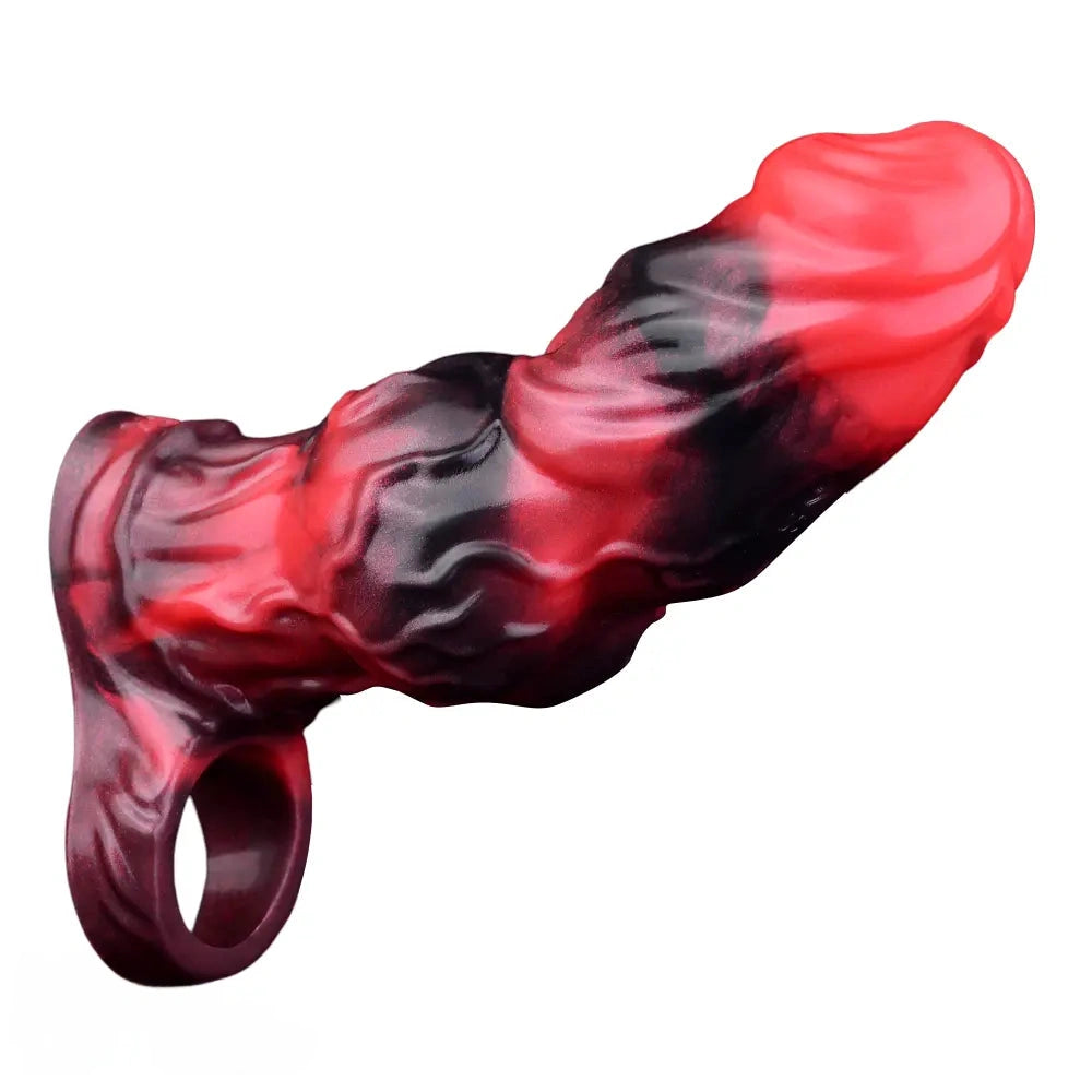 5.91in Silicone Dog Cock Sleeve Knot Dildo Vibrating Cock With Cock Ring