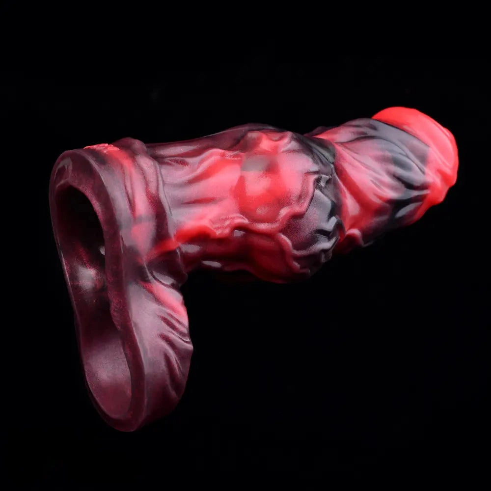 5.91in Silicone Dog Cock Sleeve Knot Dildo Vibrating Cock With Cock Ring
