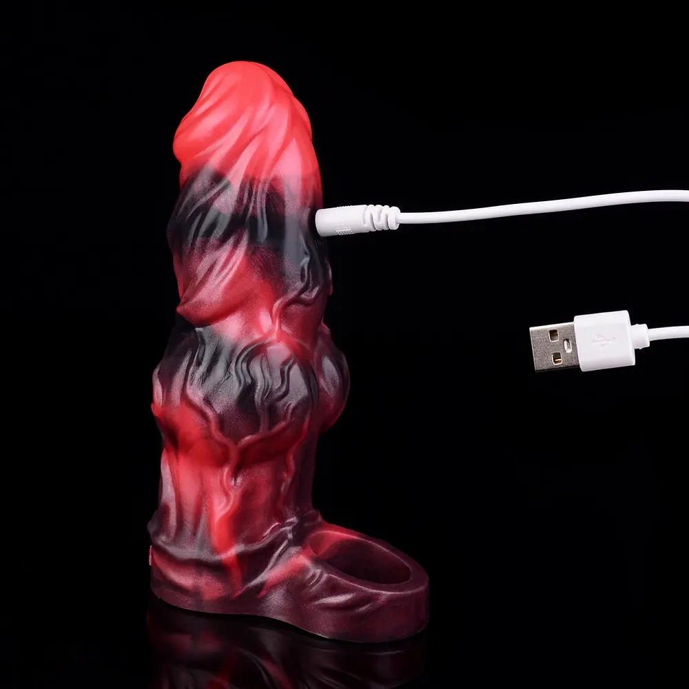 5.91in Silicone Dog Cock Sleeve Knot Dildo Vibrating Cock With Cock Ring
