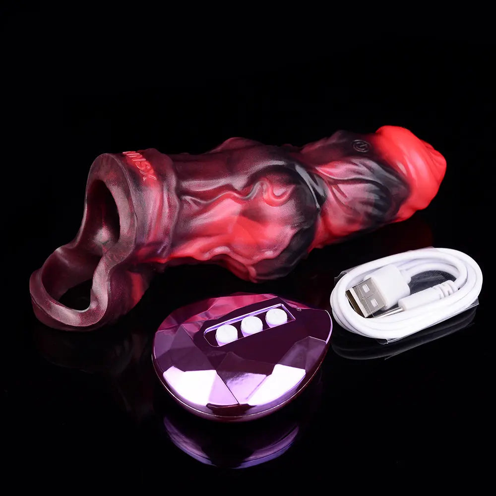 5.91in Silicone Dog Cock Sleeve Knot Dildo Vibrating Cock With Cock Ring