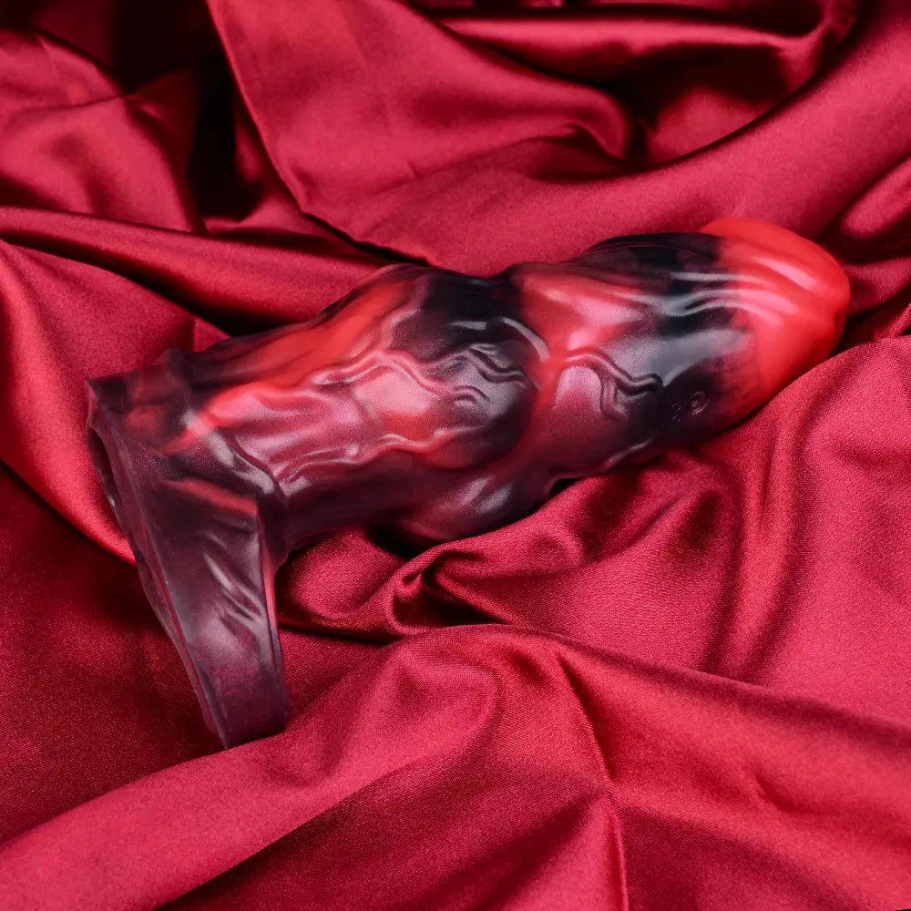 5.91in Silicone Dog Cock Sleeve Knot Dildo Vibrating Cock With Cock Ring