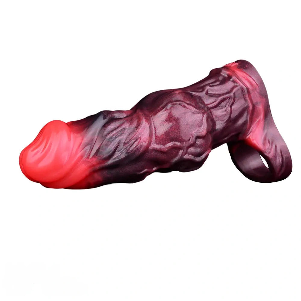 5.91in Silicone Dog Cock Sleeve Knot Dildo Vibrating Cock With Cock Ring
