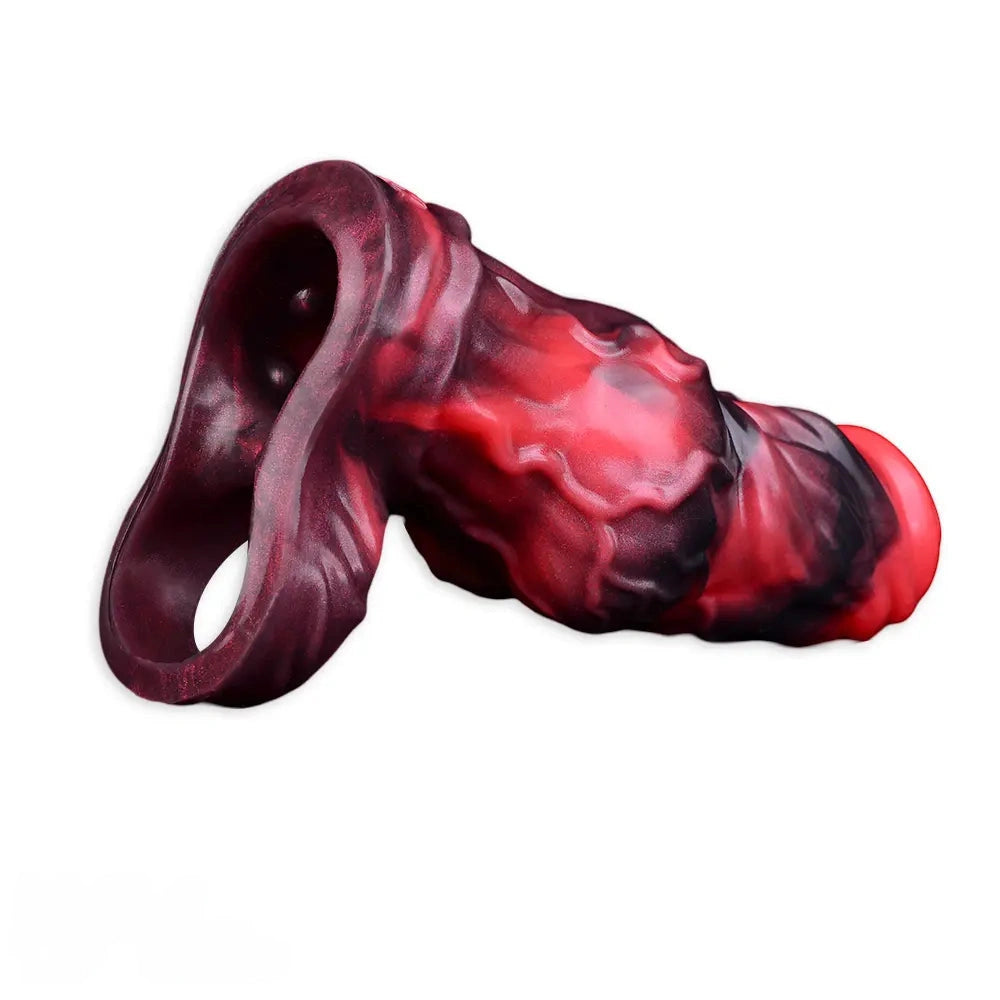 5.91in Silicone Dog Cock Sleeve Knot Dildo Vibrating Cock With Cock Ring