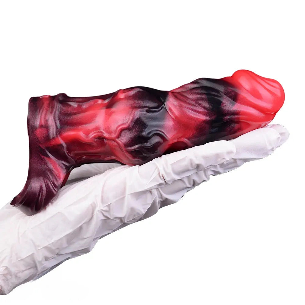 5.91in Silicone Dog Cock Sleeve Knot Dildo Vibrating Cock With Cock Ring