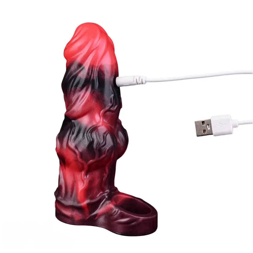 5.91in Silicone Dog Cock Sleeve Knot Dildo Vibrating Cock With Cock Ring