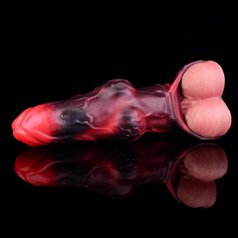 5.91in Silicone Dog Cock Sleeve Knot Dildo Vibrating Cock With Cock Ring