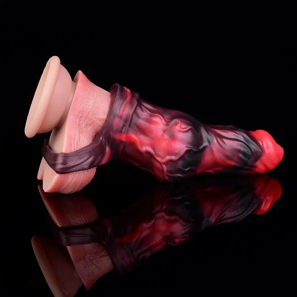 5.91in Silicone Dog Cock Sleeve Knot Dildo Vibrating Cock With Cock Ring