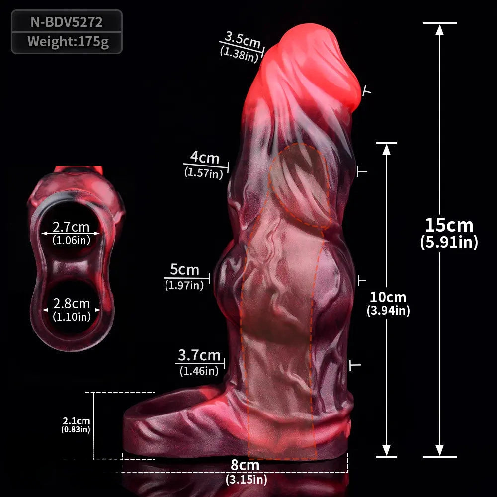 5.91in Silicone Dog Cock Sleeve Knot Dildo Vibrating Cock With Cock Ring