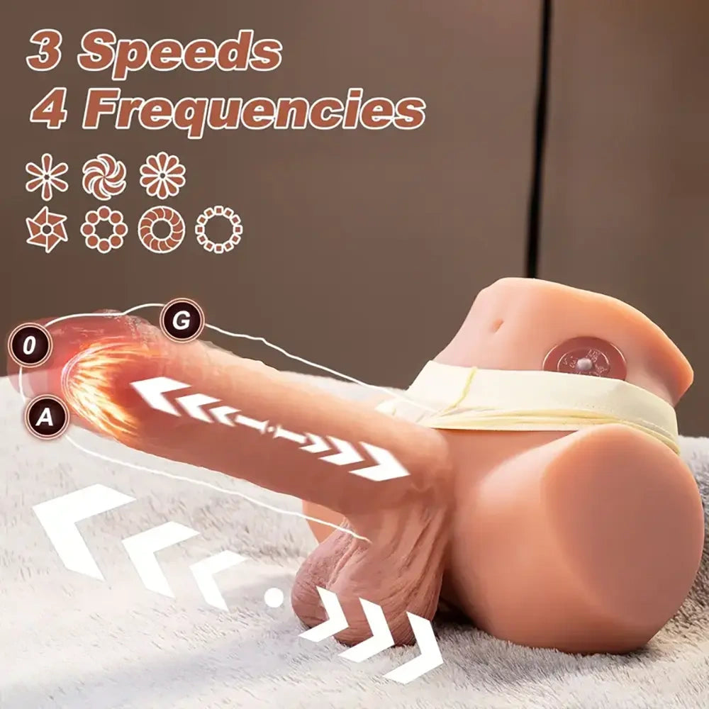 5.91in Silicone Thrusting Vibrating Dildo With Automatic Soft Sex Torso