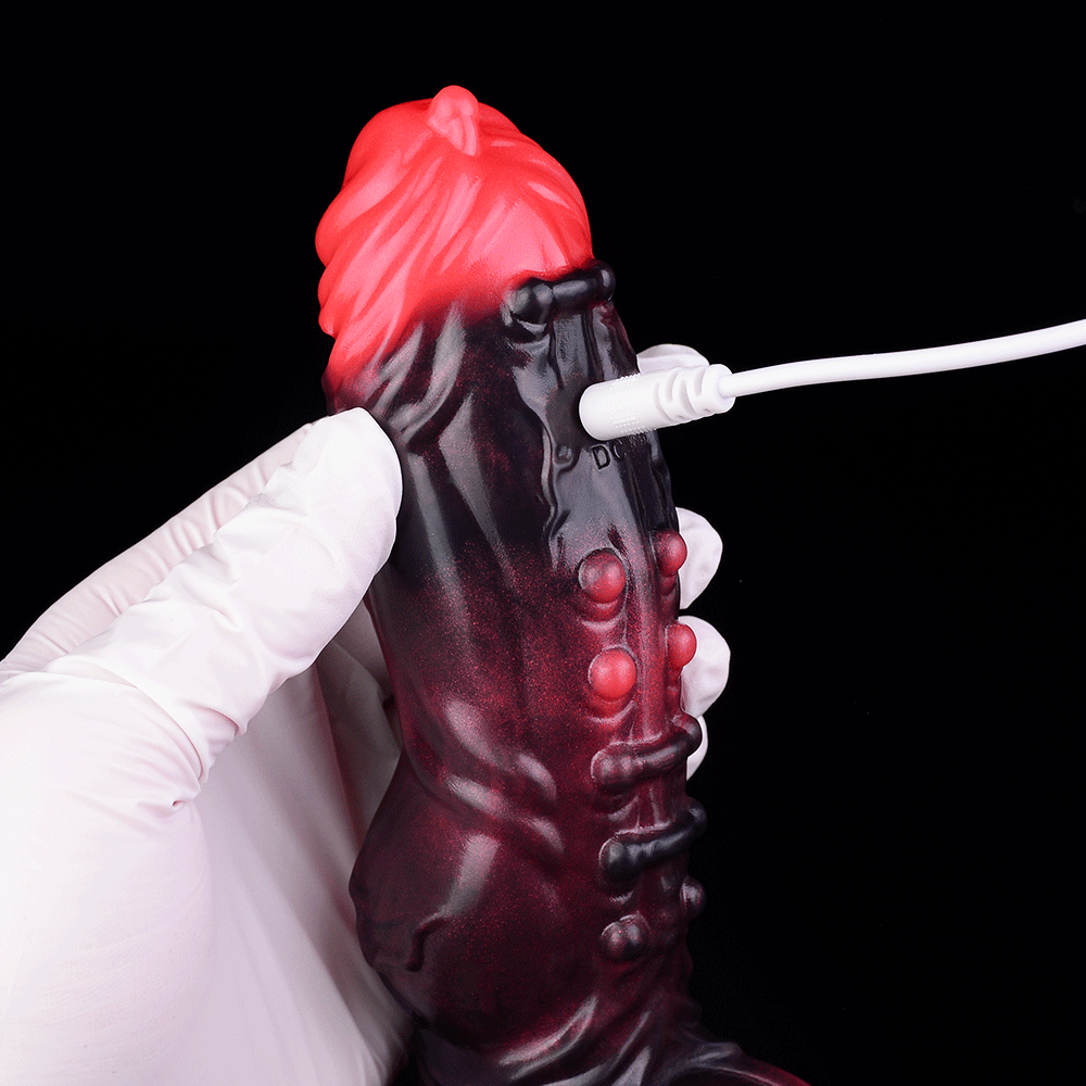 5.91in Silicone Vibrating Dog Tentacle Cock Sleeve Knot Dildo With Cock Ring