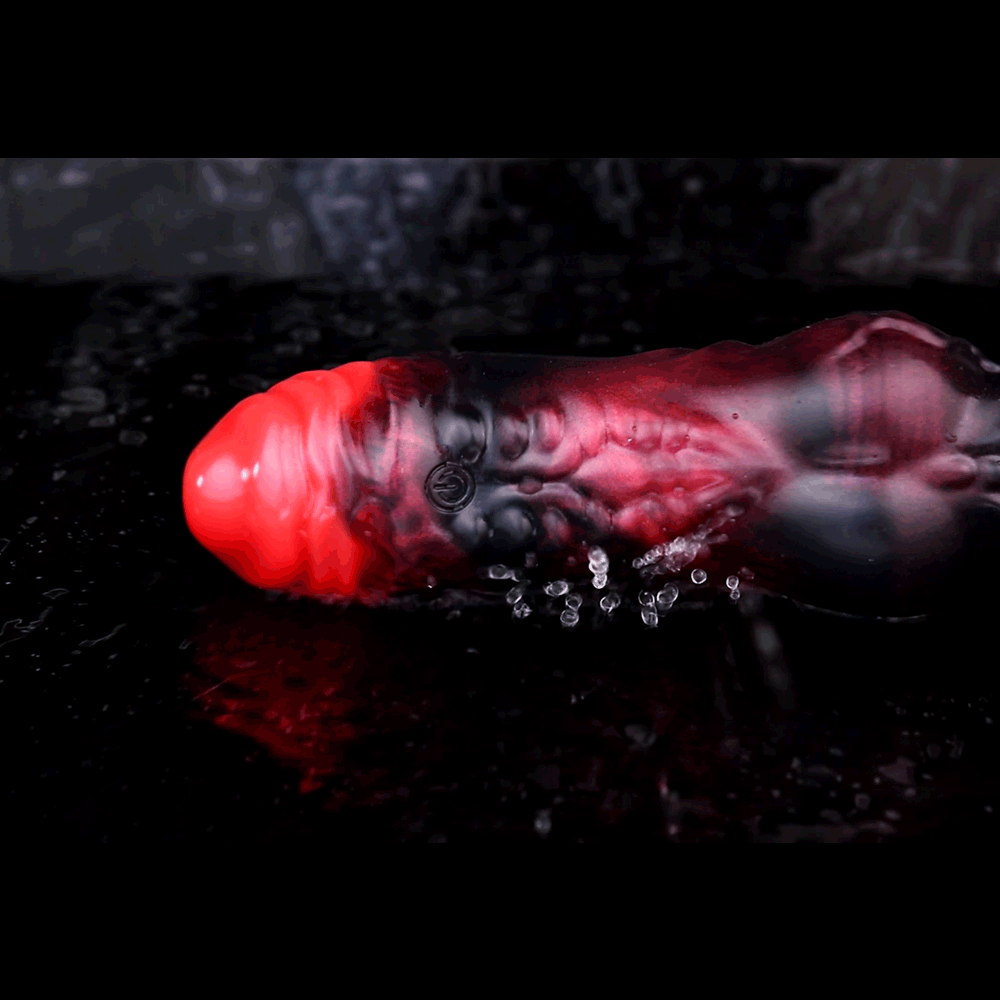 5.91in Silicone Vibrating Dog Tentacle Cock Sleeve Knot Dildo With Cock Ring