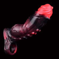 5.91in Silicone Vibrating Dog Tentacle Cock Sleeve Knot Dildo With Cock Ring