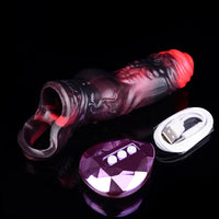 5.91in Silicone Vibrating Dog Tentacle Cock Sleeve Knot Dildo With Cock Ring