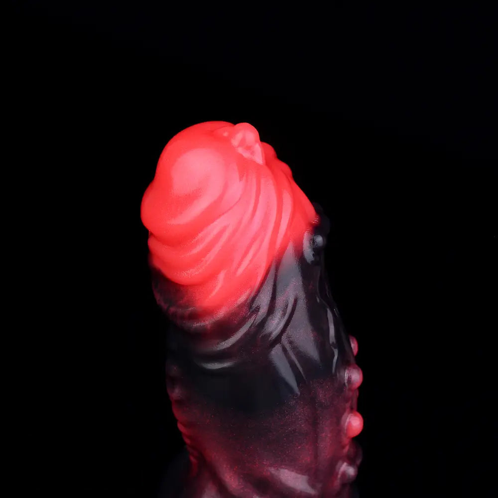 5.91in Silicone Vibrating Dog Tentacle Cock Sleeve Knot Dildo With Cock Ring