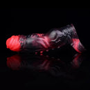 5.91in Silicone Vibrating Dog Tentacle Cock Sleeve Knot Dildo With Cock Ring